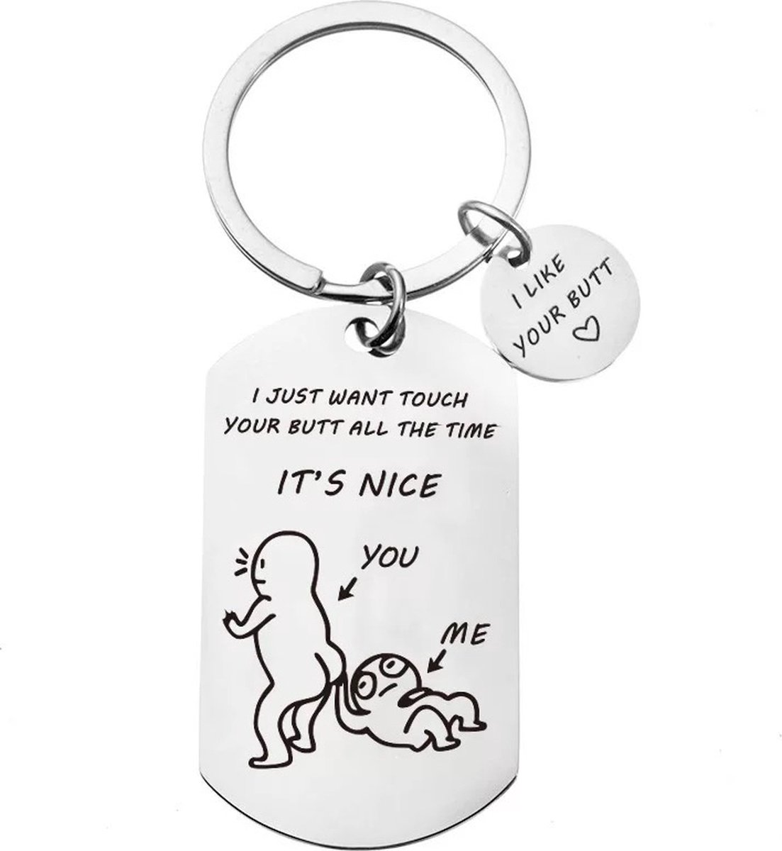 Nina's Giftshop® Grappige Sleutelhanger – I Like Your Butt – Liefdescadeau – Valentijn Cadeau – Cadeau voor Hem & Haar – Verjaardag – Kerstcadeau