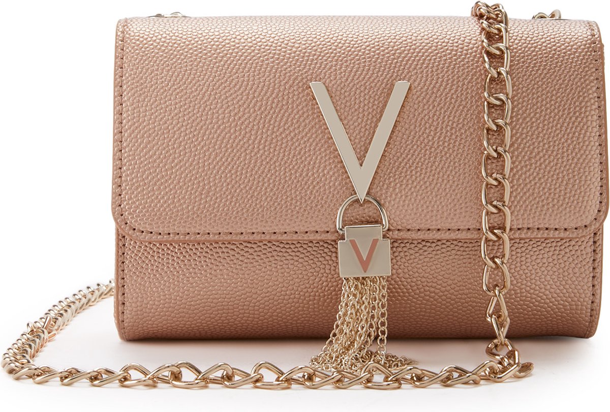 Valentino Bags Divina Oro Rosa Pebbled Clutch Bag