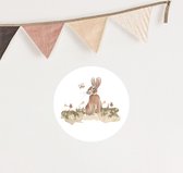 Muurcirkel konijn - Ø 20 cm - wit - bosdieren - dieren - Muurcirkel binnen - Wanddecoratie - Forex - Babykamer en kinderkamer