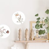 Muurcirkel vlinder - Ø 20 cm - wit - bosdieren - bloemen - dieren - Muurcirkel binnen - Wanddecoratie - Forex - Babykamer en kinderkamer
