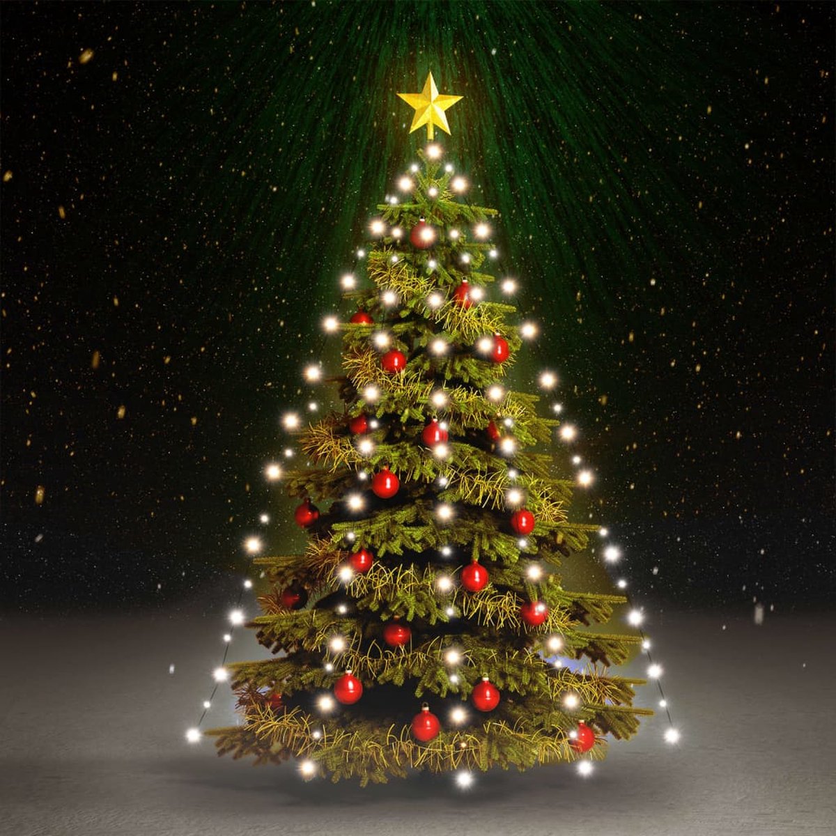 Prolenta Premium - Kerstboomverlichting met 210 LED's koudwit net 210 cm