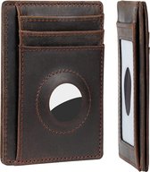 Apple AirTag Wallet - Wallet Men - Porte-cartes - Porte-cartes adapté pour Apple Airtag - Sécurité RFID & NFC - cuir - Marron -