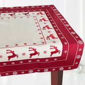 Nappe de Noël - table thé sieste - carrée - 85cm x 85 cm brodée - renne