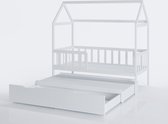 Bedhuis - peuter bed 160x80 cm - met bedlade en logeerbed - wit