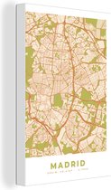 Canvas Schilderij Madrid - Vintage - Stadskaart - Plattegrond - Kaart - 40x60 cm - Wanddecoratie