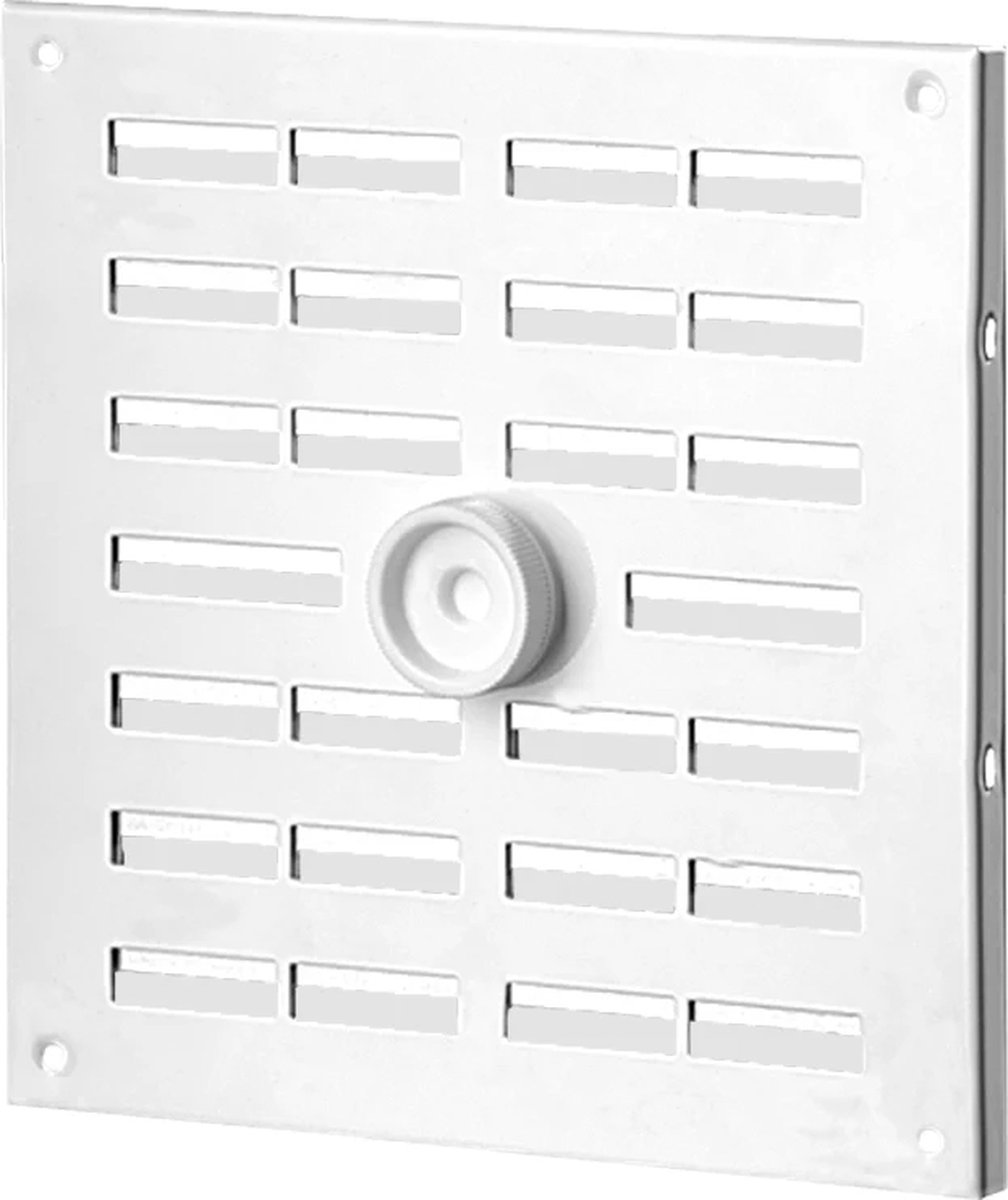 Ventilatierooster aluminium afsluitbaar 200x200 mm - draaiknop