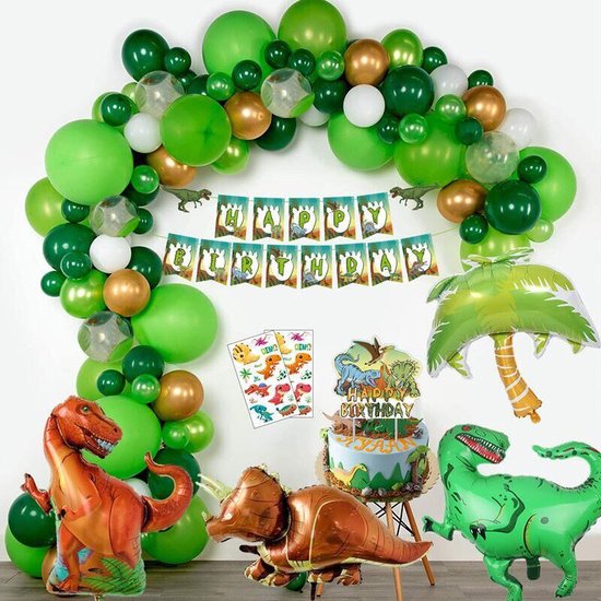 90 delig verjaardagset - Thema: Dinosaurus - Versiering voor feestjes, verjaardag - feestdecoratie