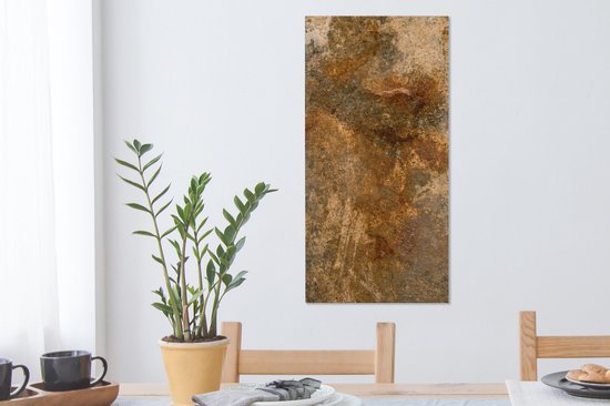 Toile Peinture Métal - Rouille - Or - 40x80 cm - Décoration murale