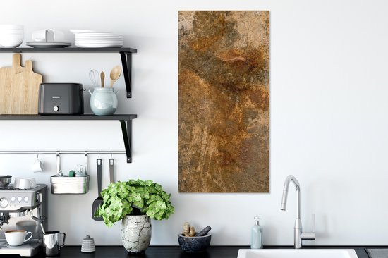 Toile Peinture Métal - Rouille - Or - 40x80 cm - Décoration murale