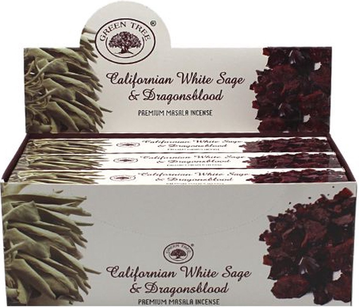 Green Tree Candle Green Tree Californian White Sage & Dragonsblood Wierook (12 pakjes a 15 gr) Multicolor