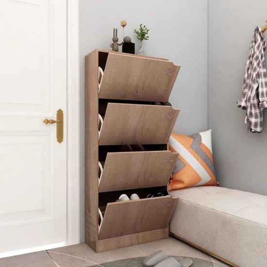 Opbergkast Ray 120cm met 3 deuren en 4 legplanken - grijze eik Modern - Rousseau