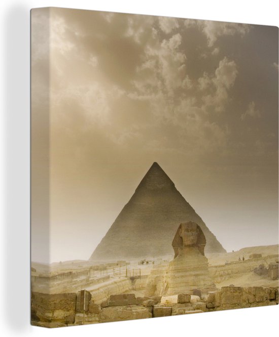 Canvas Schilderij Sfinx in een zandstorm - 50x50 cm - Wanddecoratie