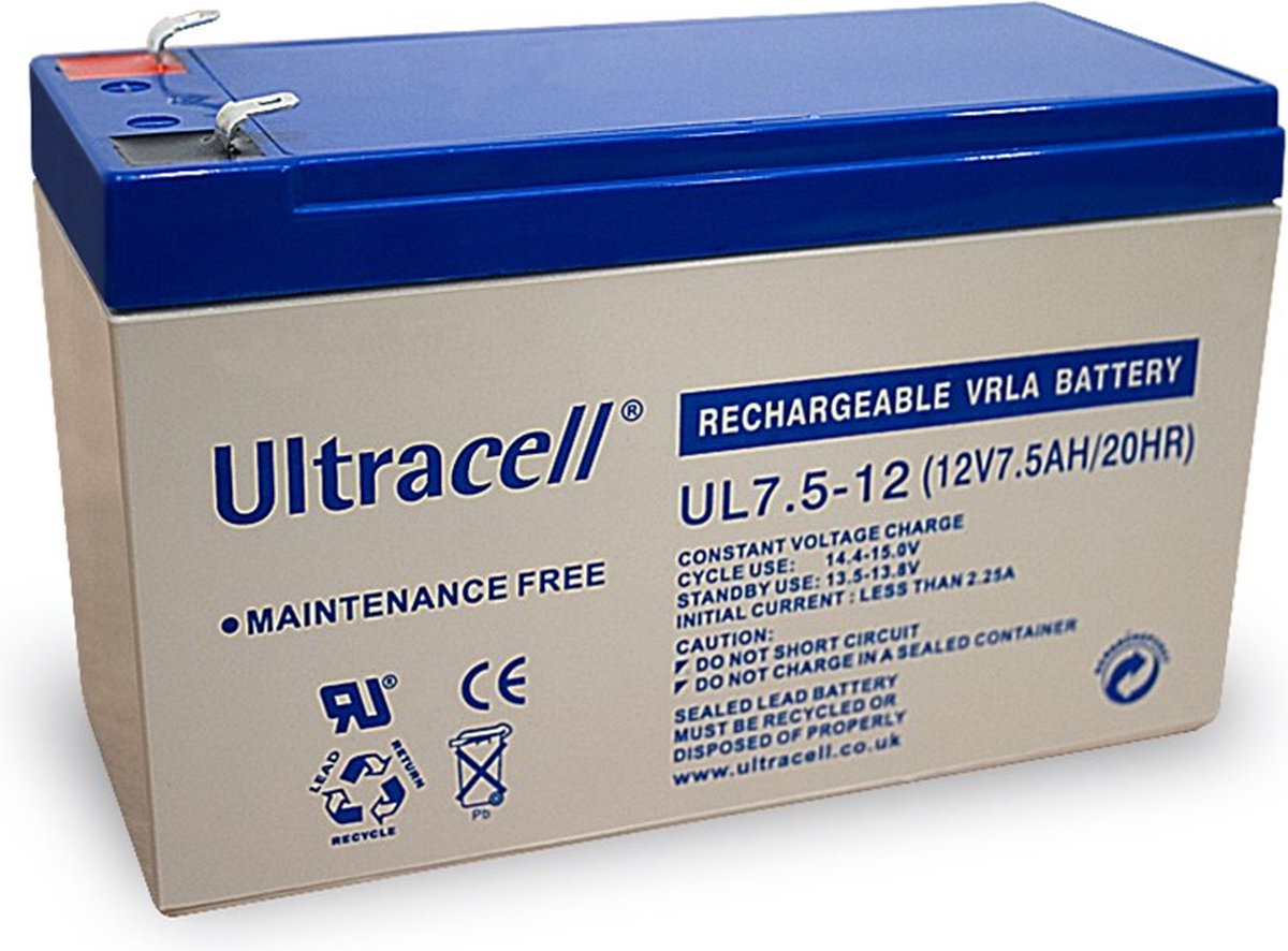 Ultracell Loodaccu 12 V, 7,5 Ah (UL7.5-12)