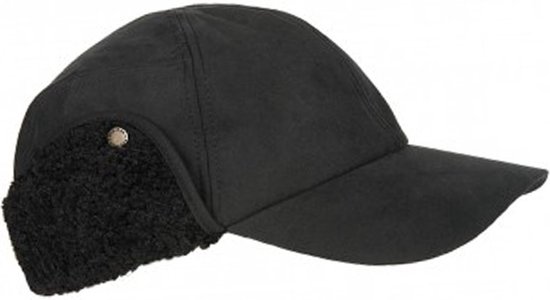 Hatland Nazar pet cap met oorflappen gevoerd met teddy stof kleur zwart maat XS 52 53 centimeter kleine maat