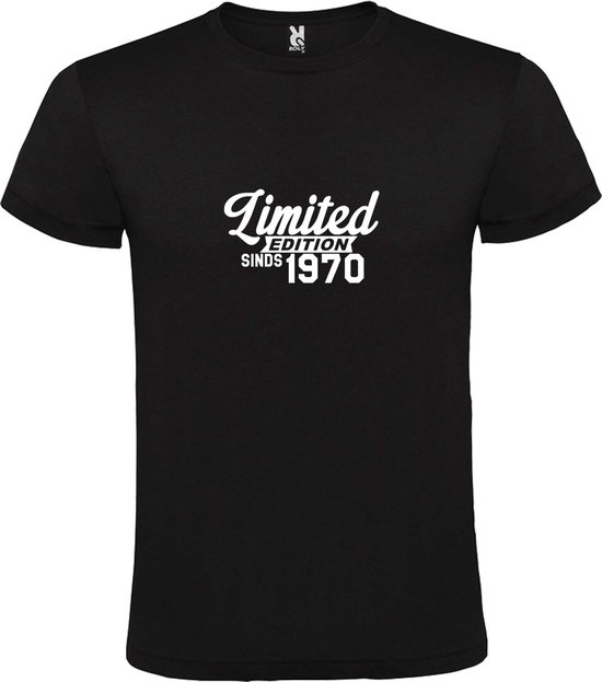Zwart T-Shirt met “ Limited edition sinds 1970 “ Afbeelding Wit Size XXXXL