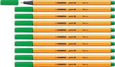 STABILO point 88 - Premium Fineliner - Fine 0,4 mm – Groen– Doos 10 stuks