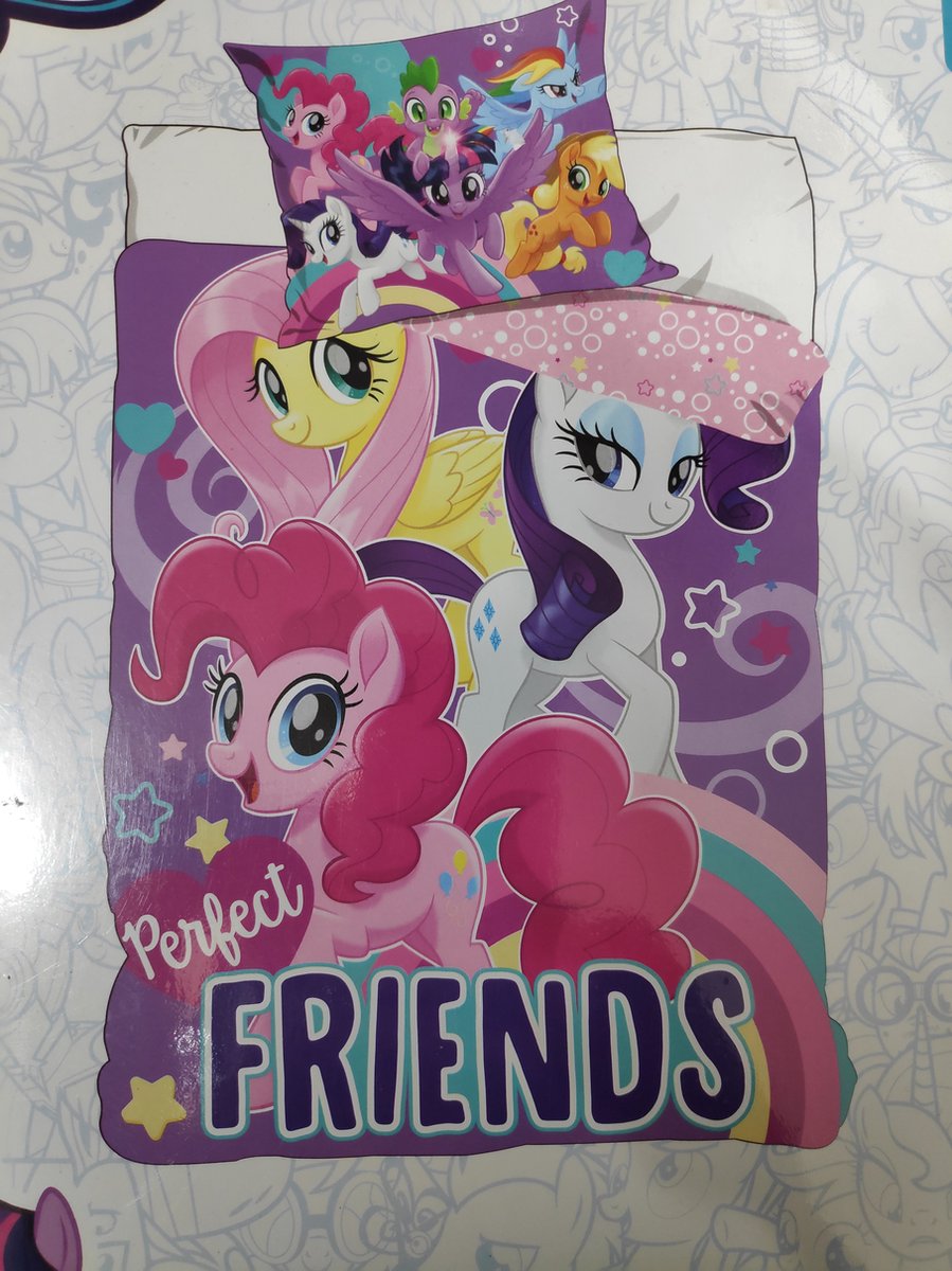 My Little Pony dekbedovertrek 140x200 Perfect Friends - eenpersoons dekbed roze - dekbedhoes voor kinderen 100% katoen