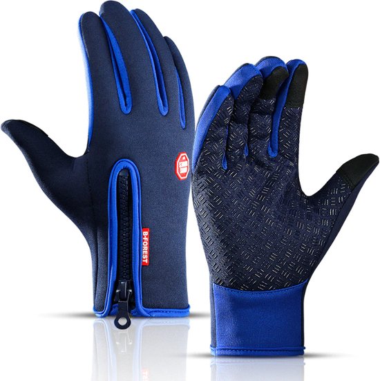 Handschoenen Heren en Dames Winter - Blauw/zwart - Maat L - Grip Antislip en Touchscreen