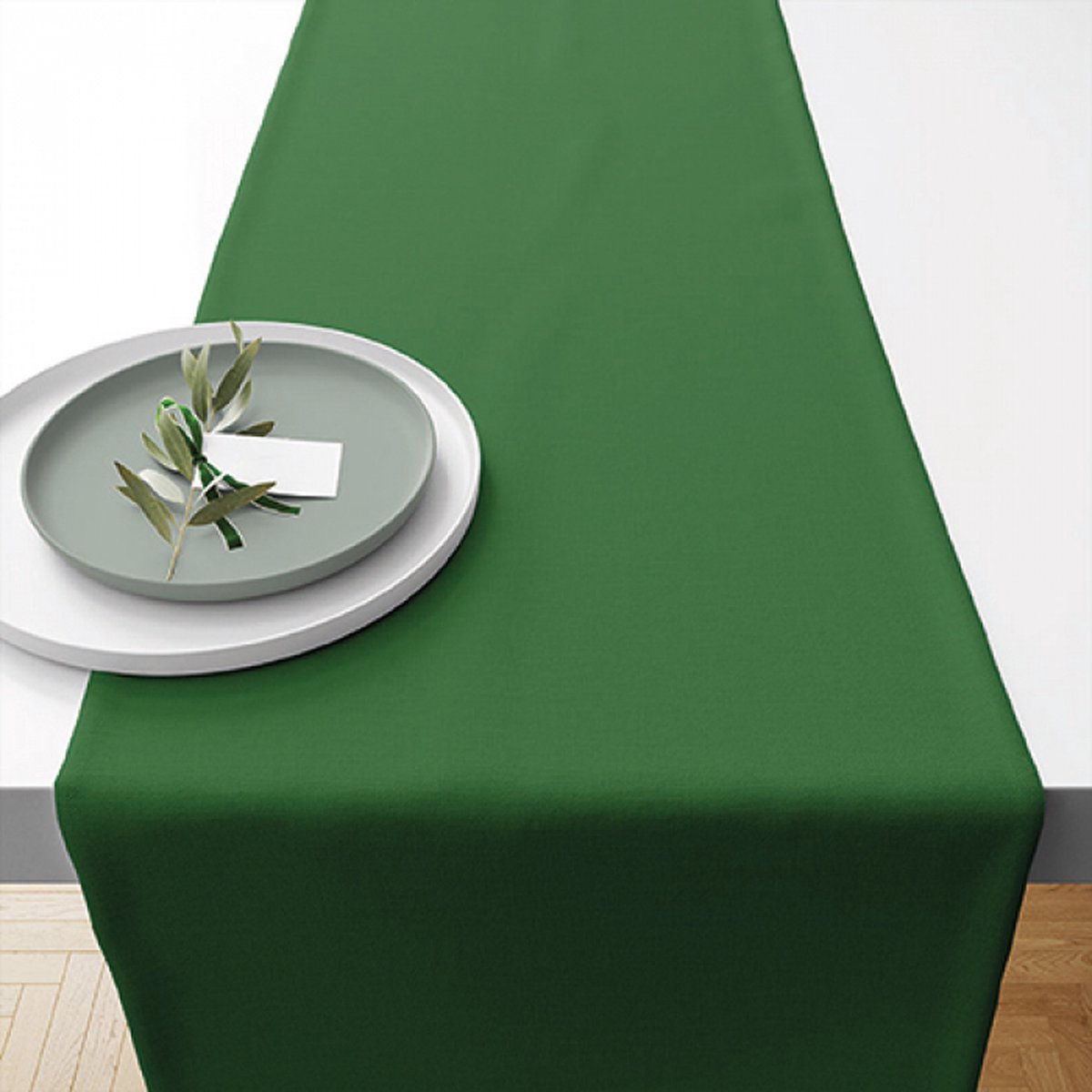 Katoenen tafelloper - Uni - Green - 40x150 cm