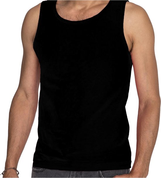 Foto: Set van 2x stuks zwarte tanktop hemdje voor heren fruit of the loom katoen mouwloos t shirt singlet maat xl