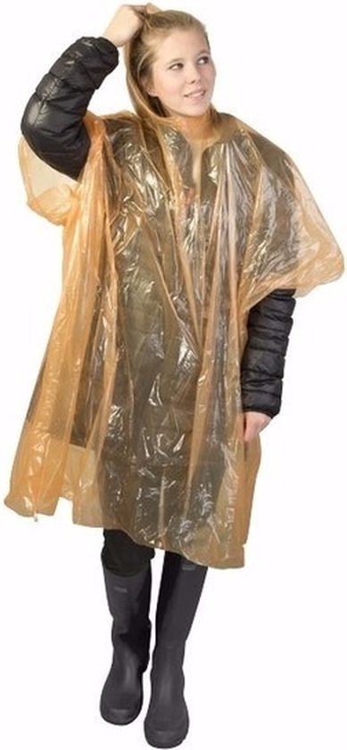 3x wegwerp regenponcho oranje bol