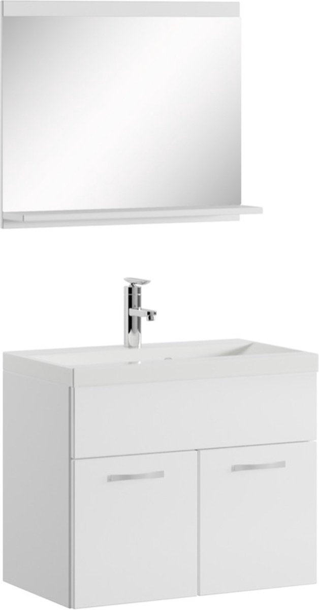 Badplaats Badkamermeubel Montreal Set 02 60 cm x 35 cm - Wit Hoogglans - Badmeubel met spiegel
