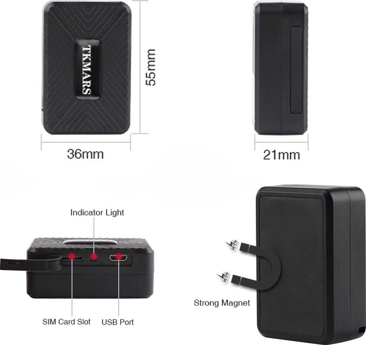 Mini GPS-tracker met micro-tracker, een verscheidenheid aan intelligente alarm, real-time tracking, voor kinderen, magneet, gebouwd in meerdere apparatuurbeheer, voor auto's, ouderen kinderen, TK913-1500 mAh