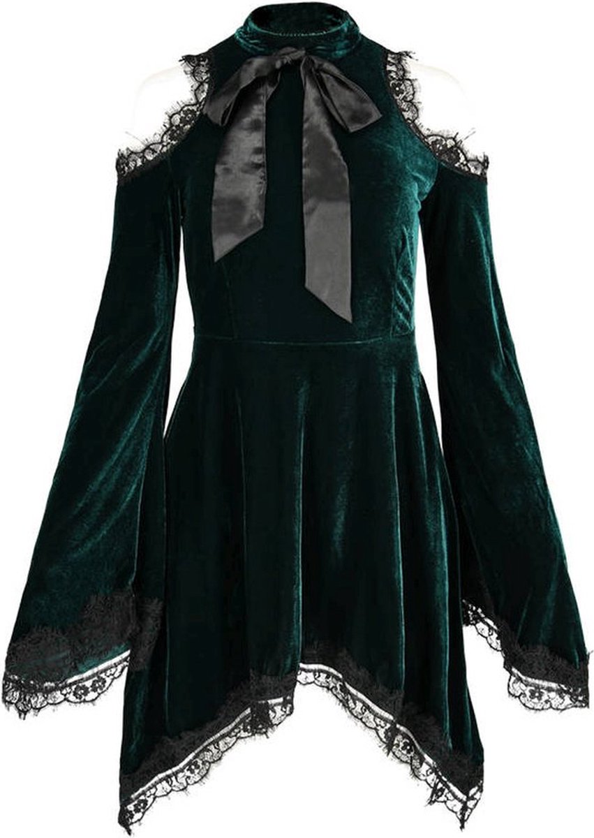 Restyle Korte jurk -S- Gaya velvet Groen