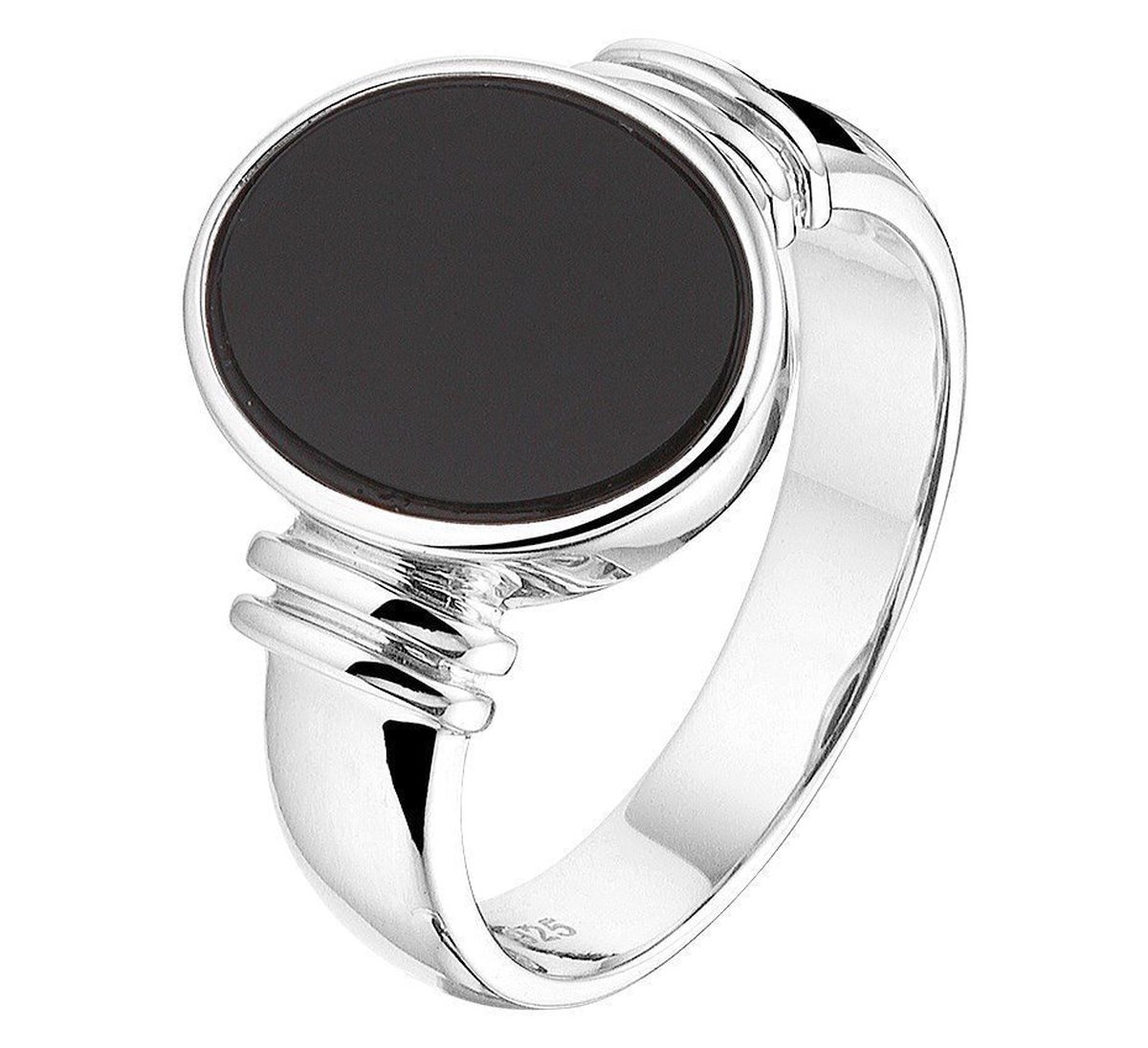 Zilver Gerhodineerde Ring onyx 1328714 19.00 mm (60)