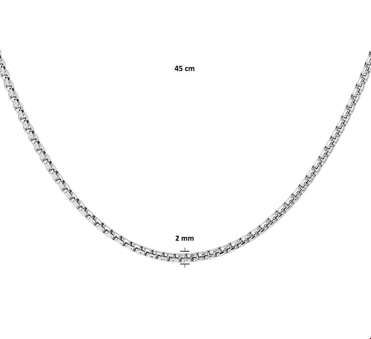 Zilver Gerhodineerde Collier venetiaans bol 2 1329087 45 cm