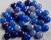 Optic Drops Mozaiek Steentjes Glas Rond 12mm Blauw mix 250 gram
