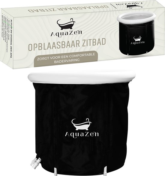 AquaZen Zitbad - Opvouwbaar Bad - ijsbad - Badkuip - Zwart - Inclusief Luchtpomp - Badkamermeubel - Badkamer Accessoires