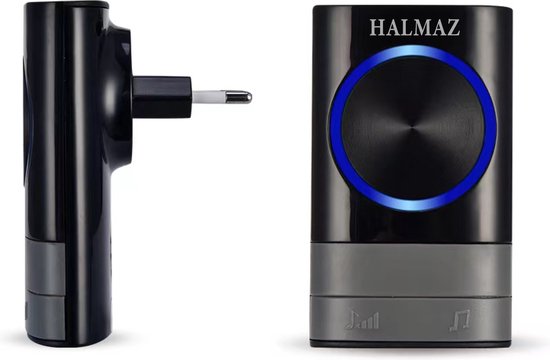 HALMAZ Draadloze deurbel - Zwart - Led verlichting- Deurbelset- IP44 Waterdicht - 52 Melodieën - Bereik 200 meter - 1 ontvanger — afbeelding 2