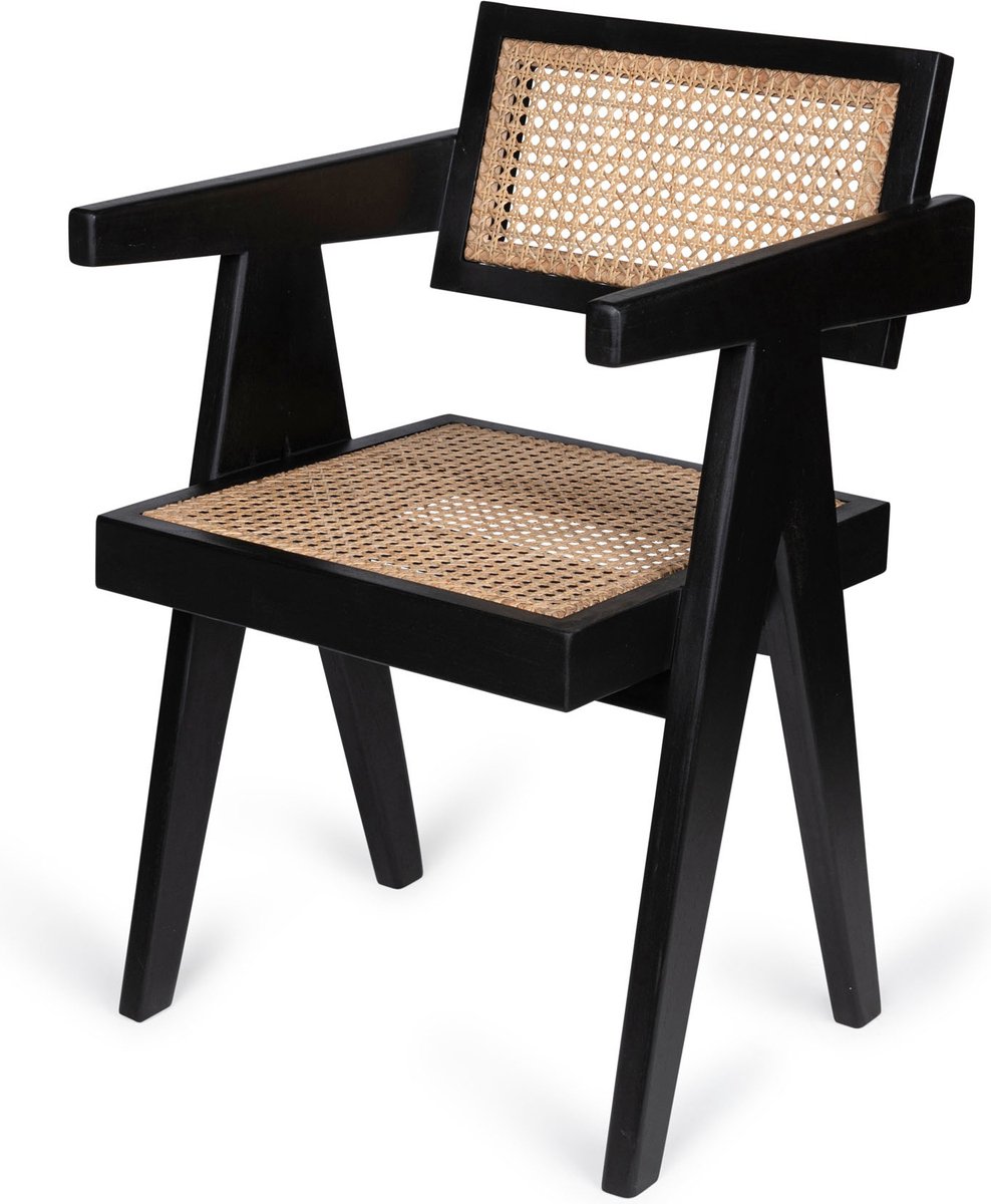 DETJER - Design Bureaustoel - 53x51 cm (L x B) - Hoogte: 77 cm - Kleur: Houtskool Zwart - Minimalistische Stijl
