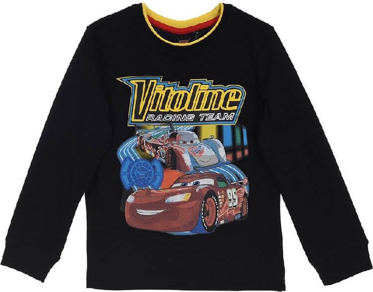 Disney Cars Shirt - Lange Mouw - Vitoline - Katoen - Zwart - Maat 98 (3 jaar)