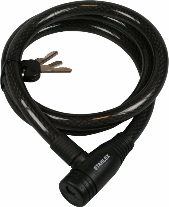 Stahlex Kabelslot - spatwaterdicht - solide staal - 1400 mm - zwart - 3 sleutels van Stahlex — afbeelding 5