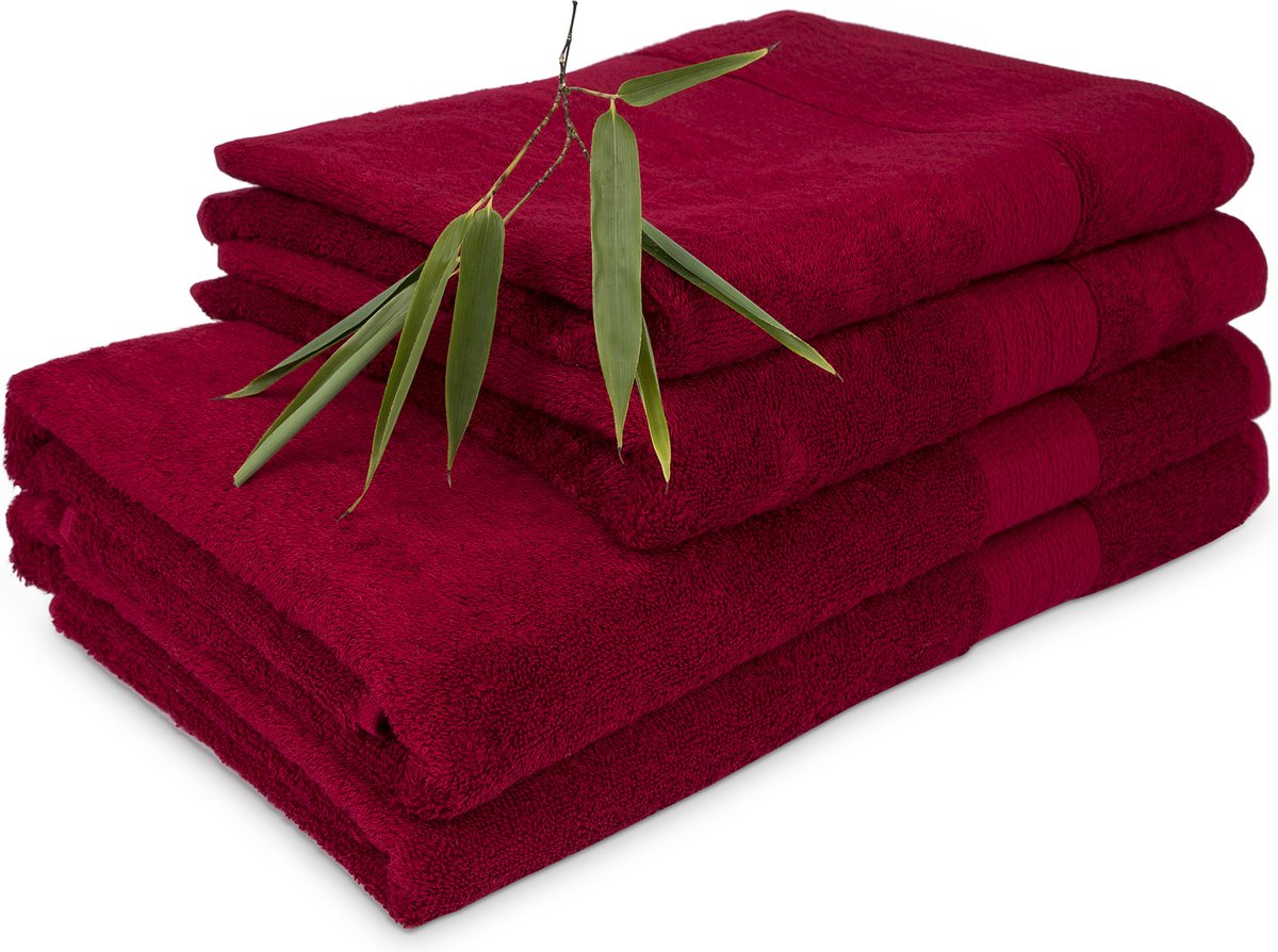 Luxdream - Badhanddoekenset 50 x 100 - Sneldrogende handdoekenset Superzacht en absorberend - Pak van 10 Handdoeken - Gemaakt van bamboe en katoen (Rot)