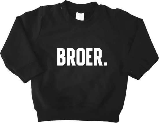 Sweater voor kind - BROER. - Zwart - Maat 92 - Big Brother - Ik word grote broer - Familie uitbreiding - Boy - Zwangerschapsaankondiging - Zwanger - Pregnant - Pregnancy announcement
