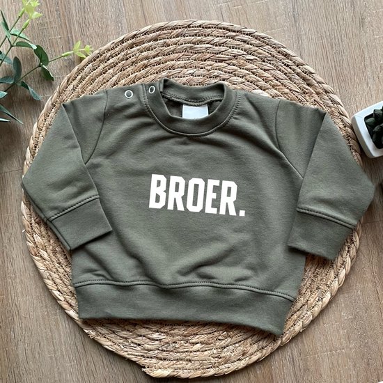 Sweater voor kind - BROER. - Groen - Maat 80 - Big Brother - Ik word grote  broer -... | bol