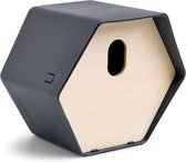 Oneiro’s luxe Hive Ovaal – Antraciet - 19 x 23 x 20 cm -  vogelhuisjes - broeden - tuindecoratie - nestkastje - vogelvoederhuisje - winter - dierendag