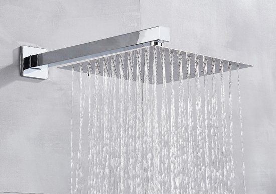 Ensemble de douche SaniSupreme® Manhattan Premium de Luxe LCD 10 pouces pluie douche carrée 2 voies chrome intégré
