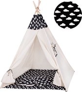 Springos Tipi Tent | Wigwam Speeltent | 120x100x180 cm | Met Mat en Kussens  | Naturel... | bol.com