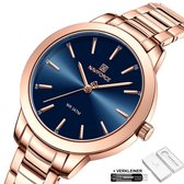 Naviforce - Horloge Dames - Cadeau voor Vrouw - 36 mm - Rosé Blauw