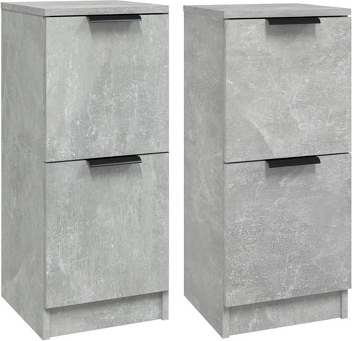 vidaXL - Dressoirs - 2 - st - 30x30x70 - cm - bewerkt - hout - betongrijs