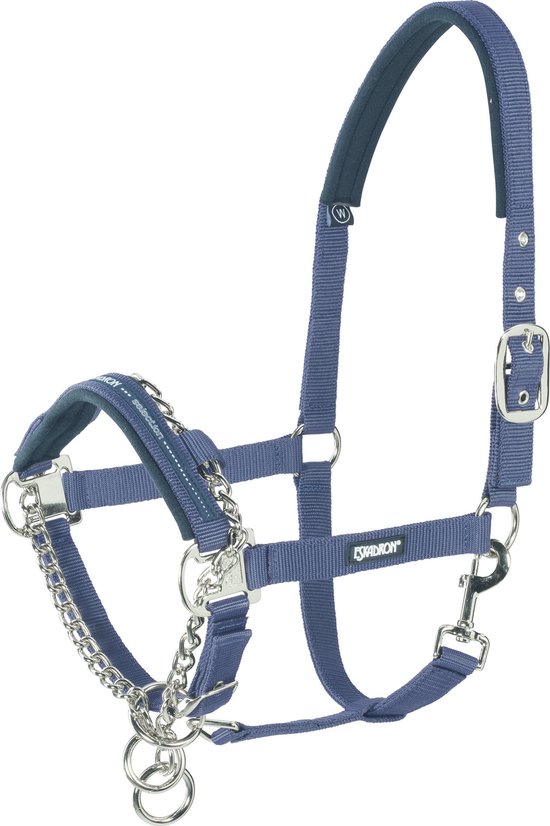 Eskadron Halster Control met ketting - maat Pony - Navy