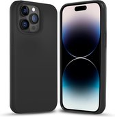 Coverzs Solid silicone case geschikt voor Apple iPhone 14 Pro Max (zwart) - iPhone 14 Pro Max hoesje zwart - iPhone 14 Pro Max case geschikt voor Apple - Luxe siliconen hoesje met 3-laags bescherming