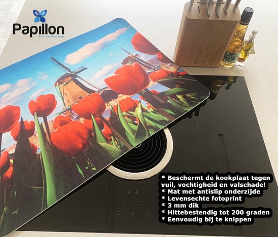 Inductie Beschermer - Antislip Afdekmat - 52x73 - Papillon Tulpen | bol.com