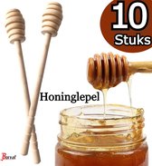 Borvat® | 10X Houten honinglepel van 16cm - honinglepel - honingdipper