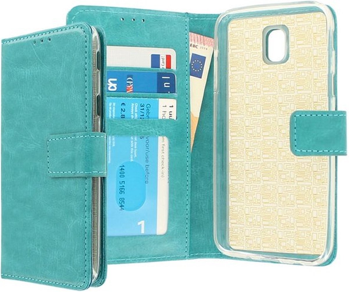 Samsung J7 2017 Hoesje Met Pasjeshouder Bookcase Turquoise
