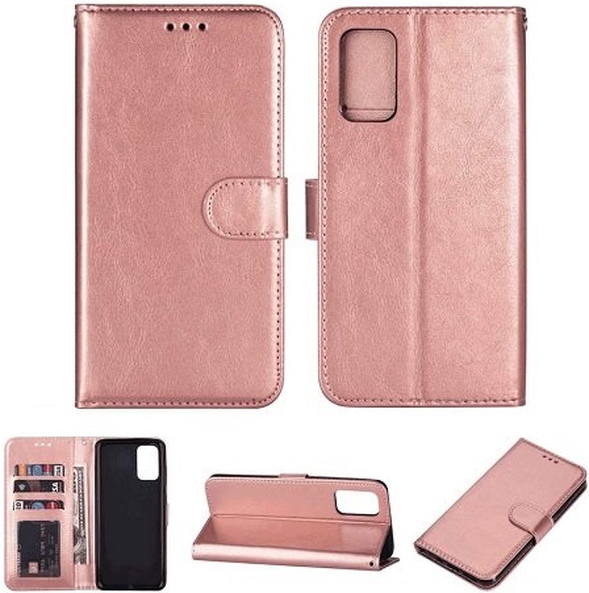 Samsung Galaxy A72 Hoesje Met Pasjeshouder Bookcase Rose Goud